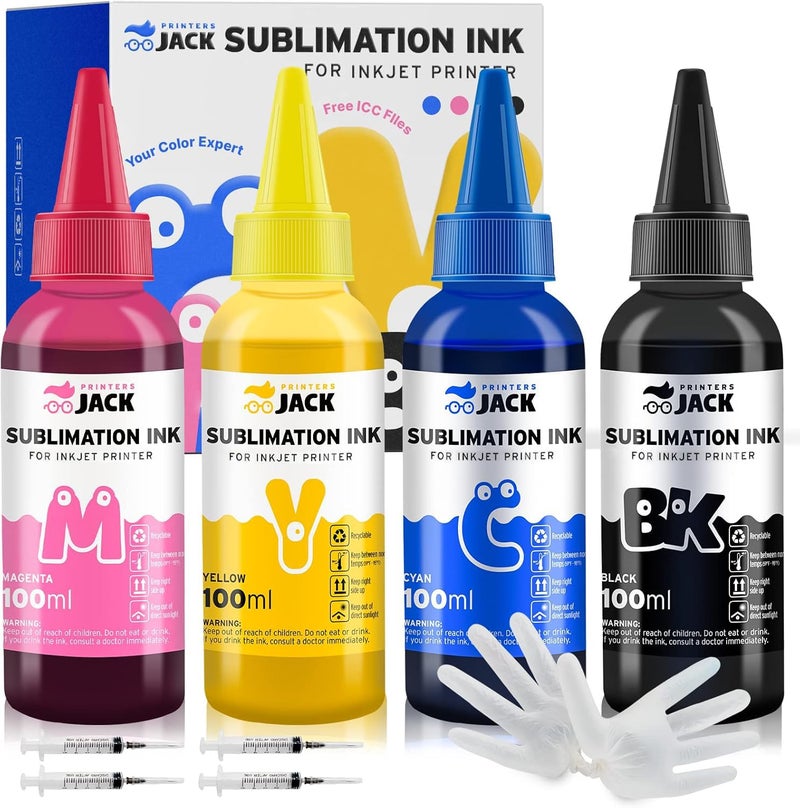 Printers Jack 400ML Sublimation Ink for Epson C88 C88+ WF7710 ET2720 ET4700 ET15000 ET2760 ET2750 WF7820 Inkjet Printers Heat Press Transfer on Mugs, Plates, Polyester Shirts, Phone Cases etc - Image 1